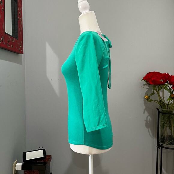 NEW Ann Taylor Tricot Knit Chiffon 3/4 Sleeve Tie Bow Layering Sweater XXSP NWT - Picture 9 of 16